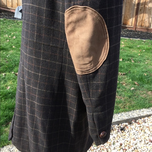 COLE HAAN Plaid Wool Cashmere Leather Overcoat - Picture 4 of 8
